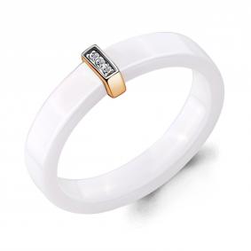 Золотое кольцо AQUAMARINE 963010к с бриллиантом и керамикой 963010к фото