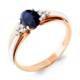 Золотое кольцо AQUAMARINE 963184кс с бриллиантом и сапфиром 963184кс фото