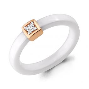 Золотое кольцо AQUAMARINE 963312к с бриллиантом и керамикой 963312к фото