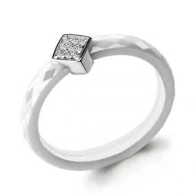 Кольцо из белого золота AQUAMARINE 963318 с бриллиантом и керамикой 963318 фото