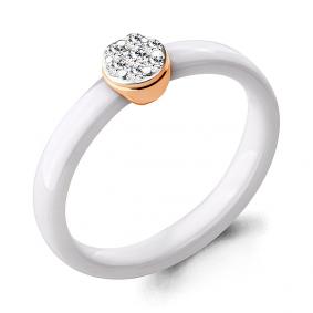 Золотое кольцо AQUAMARINE 963321к с бриллиантом и керамикой 963321к фото