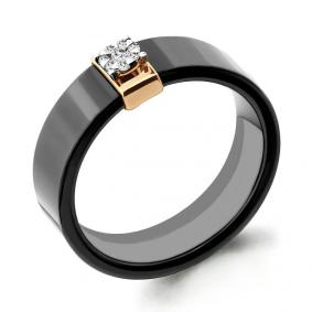 Золотое кольцо AQUAMARINE 963323Чк с бриллиантом и керамикой 963323Чк фото