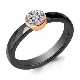 Золотое кольцо AQUAMARINE 963326Чк с бриллиантом и керамикой 963326Чк фото