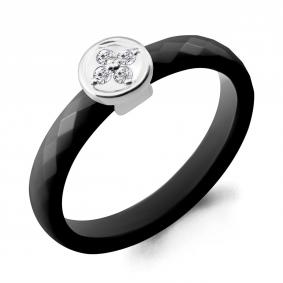 Кольцо из белого золота AQUAMARINE 963329Ч с бриллиантом и керамикой 963329Ч фото