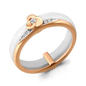 Золотое кольцо AQUAMARINE 963353к с бриллиантом и керамикой 963353к фото