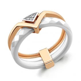 Золотое кольцо AQUAMARINE 963362к с бриллиантом и керамикой 963362к фото