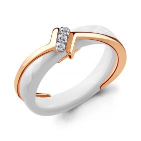 Золотое кольцо AQUAMARINE 963377к с бриллиантом и керамикой 963377к фото