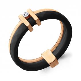 Золотое кольцо AQUAMARINE 963415Чк с бриллиантом и керамикой 963415Чк фото