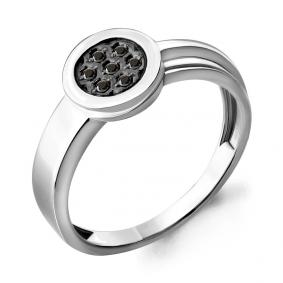 Кольцо из белого золота AQUAMARINE 963570Ч с чёрным бриллиантом 963570Ч фото