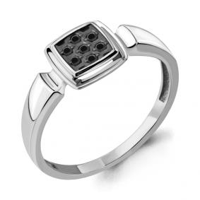 Кольцо из белого золота AQUAMARINE 963605Ч с чёрным бриллиантом 963605Ч фото