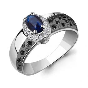 Кольцо из белого золота AQUAMARINE 963611Чс с бриллиантом и сапфиром 963611Чс фото
