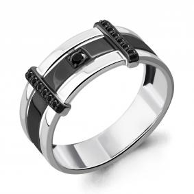 Кольцо из белого золота AQUAMARINE 963619Ч с чёрным бриллиантом 963619Ч фото