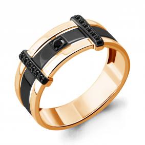 Золотое кольцо AQUAMARINE 963619Чк с чёрным бриллиантом 963619Чк фото