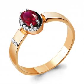 Золотое кольцо AQUAMARINE 963629кр с бриллиантом и рубином 963629кр фото
