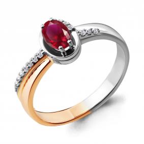 Золотое кольцо AQUAMARINE 963631кр с бриллиантом и рубином 963631кр фото