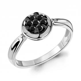 Кольцо из белого золота AQUAMARINE 963663Ч с чёрным бриллиантом 963663Ч фото