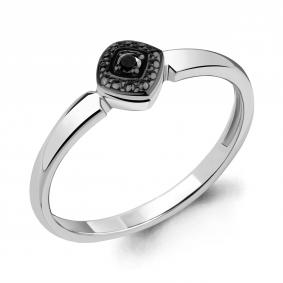 Кольцо из белого золота AQUAMARINE 963665Ч с чёрным бриллиантом 963665Ч фото