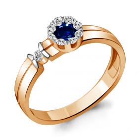 Золотое кольцо AQUAMARINE 963781кс с бриллиантом и сапфиром 963781кс фото