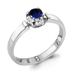 Кольцо из белого золота AQUAMARINE 963863с с бриллиантом и сапфиром 963863с фото