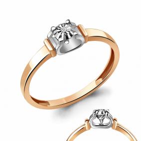 Золотое кольцо AQUAMARINE 963939к с бриллиантом 963939к фото