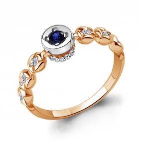 Золотое кольцо с подвижным элементом AQUAMARINE с сапфиром и бриллиантом 964195кс 964195кс фото