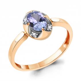 Золотое кольцо AQUAMARINE 964251к с бриллиантом и танзанитом 964251к фото
