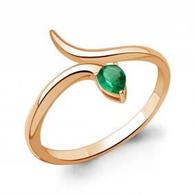 Золотое кольцо Символ года Змея AQUAMARINE с изумрудом 964416ки 964416ки фото