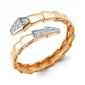 Золотое кольцо Символ года Змея AQUAMARINE с бриллиантом 964494к 964494к фото
