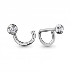 Пирсинг из белого золота в нос AQUAMARINE с бриллиантом 970008 970008 фото