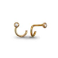 Золотой пирсинг в нос Аквамарин с бриллиантом 970008к 970008к фото