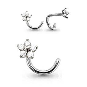 Пирсинг из белого золота в нос AQUAMARINE с бриллиантом 970200 970200 фото