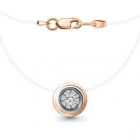 Колье на леске AQUAMARINE с бриллиантом 970392к 970392к фото