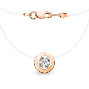 Колье на леске AQUAMARINE с бриллиантом 970452к 970452к фото