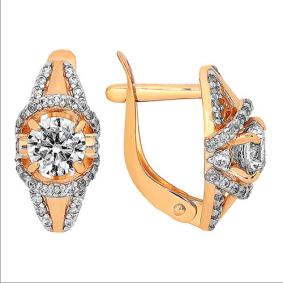 Серьги из золочёного серебра Золотые узоры 99-02-0042-01 с кристаллом Swarovski 99-02-0042-01 фото