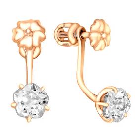 Серьги из золочёного серебра Золотые узоры 99-02-0045-01 с кристаллом Swarovski 99-02-0045-01 фото