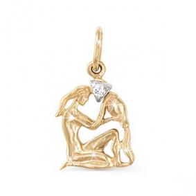 Золотая подвеска Знак зодиака Водолей КЮЗ Del'ta с фианитом D030047 D030047 фото