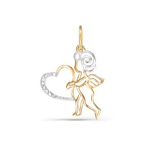 Золотая подвеска КЮЗ Del'ta D030318 с фианитом D030318 фото