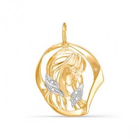 Золотая подвеска КЮЗ Del'ta D030335 с фианитом D030335 фото