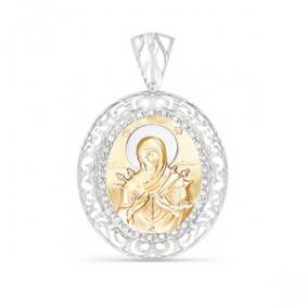 Золотая подвеска-иконка Божией Матери Семистрельная КЮЗ Del'ta с фианитом D030401 D030401 фото