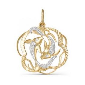 Золотая подвеска КЮЗ Del'ta D030415 с фианитом D030415 фото