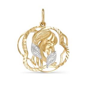 Золотая подвеска Знак зодиака Дева КЮЗ Del'ta с фианитом D030416 D030416 фото
