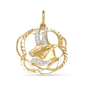 Золотая подвеска Знак зодиака Козерог КЮЗ Del'ta с фианитом D030423 D030423 фото