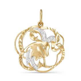 Золотая подвеска Знак зодиака Козерог КЮЗ Del'ta с фианитом D030425 D030425 фото