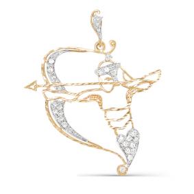 Золотая подвеска Знак зодиака Стрелец КЮЗ Del'ta  с фианитом D030428 D030428 фото