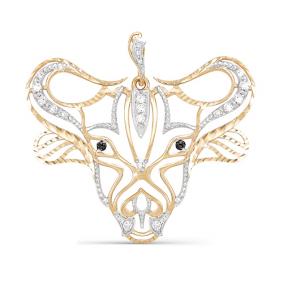 Золотая подвеска Знак зодиака Телец КЮЗ Del'ta с фианитом D030431 D030431 фото