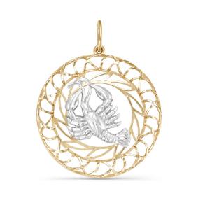 Золотая подвеска Знак зодиака Рак КЮЗ Del'ta D030454 D030454 фото