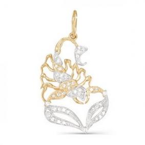 Золотая подвеска КЮЗ Del'ta D030474 с фианитом D030474 фото