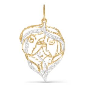 Золотая подвеска Знак зодиака Близнецы КЮЗ Del'ta с фианитом D030487 D030487 фото