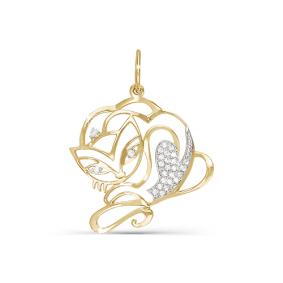 Золотая подвеска КЮЗ Del'ta D030605 с фианитом D030605 фото