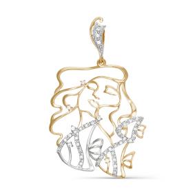 Золотая подвеска Знак зодиака Рыбы КЮЗ Del'ta с фианитом D030684 D030684 фото